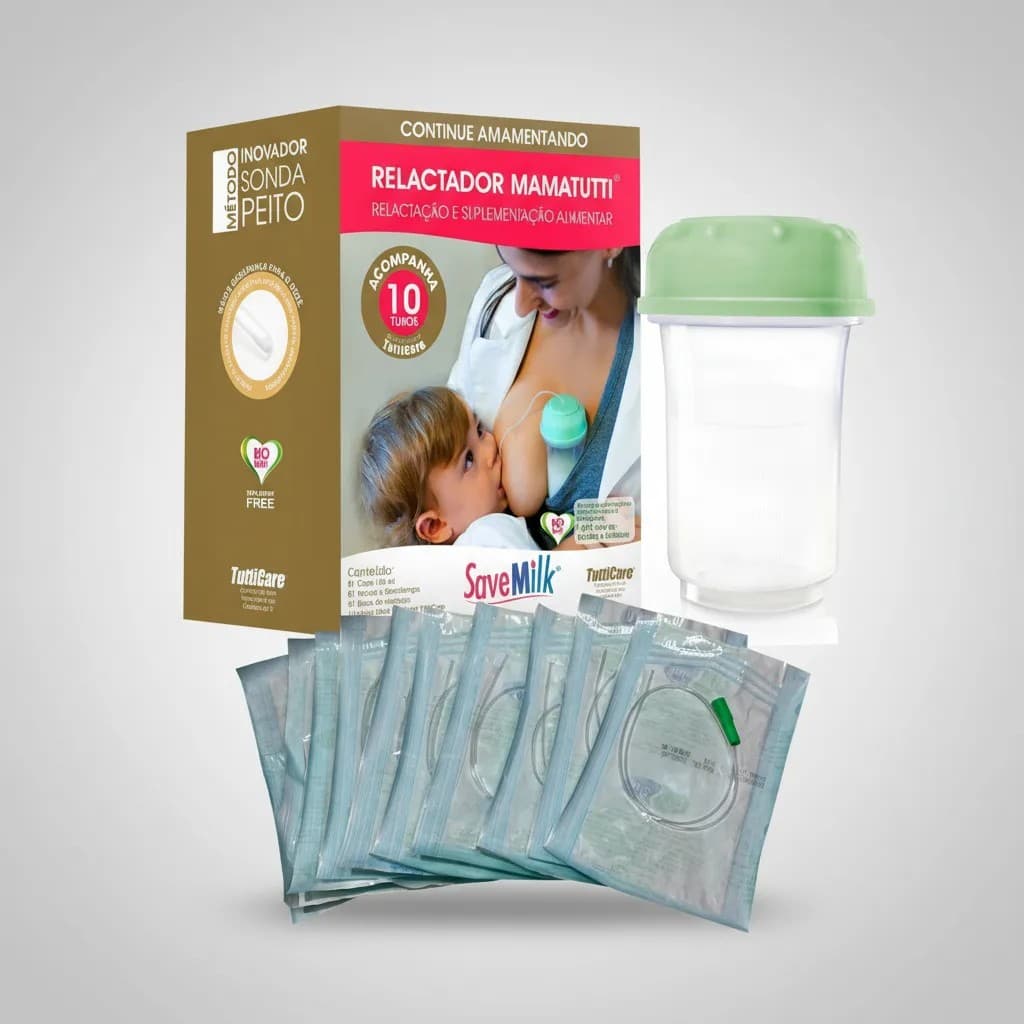 kit relactador, translactação e suplementação alimentar 1 Frasco + 10 refil tubos extensores estimula produção de leite