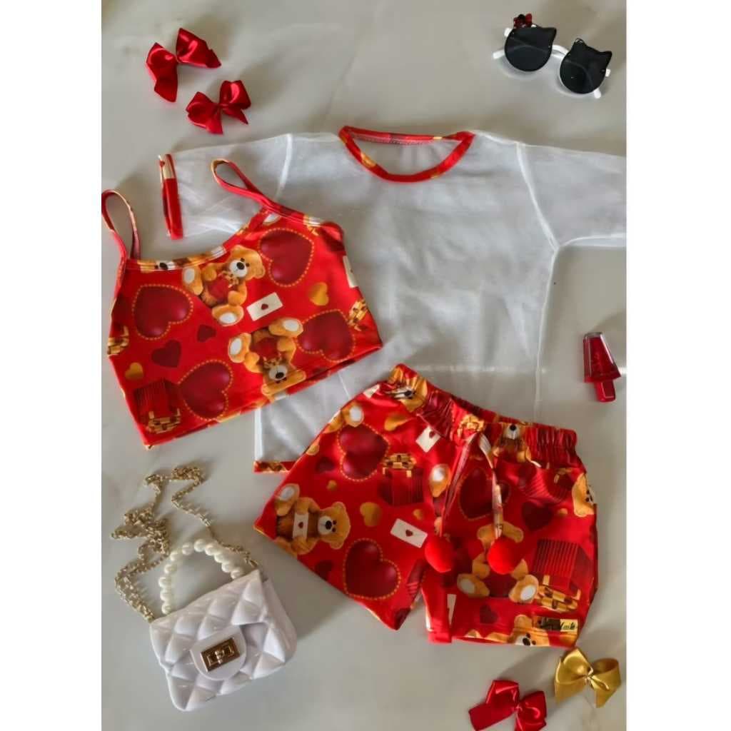 Conjunto infantil menina 3 peças stitch  divertidamente