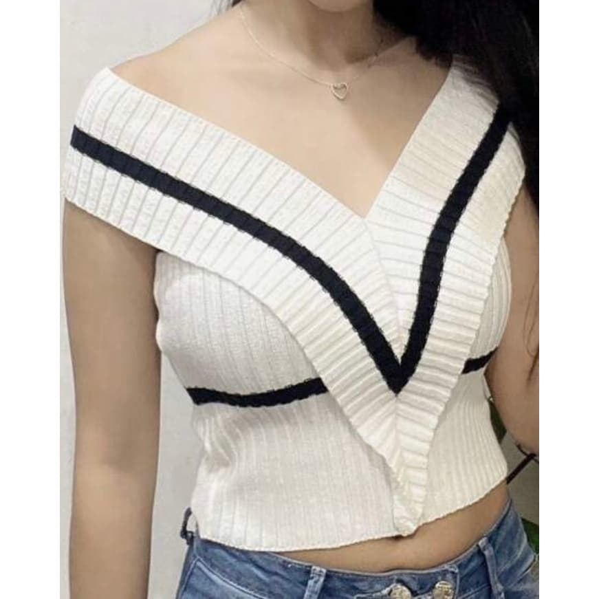 blusa cropped feminino modal tricot ombro caido