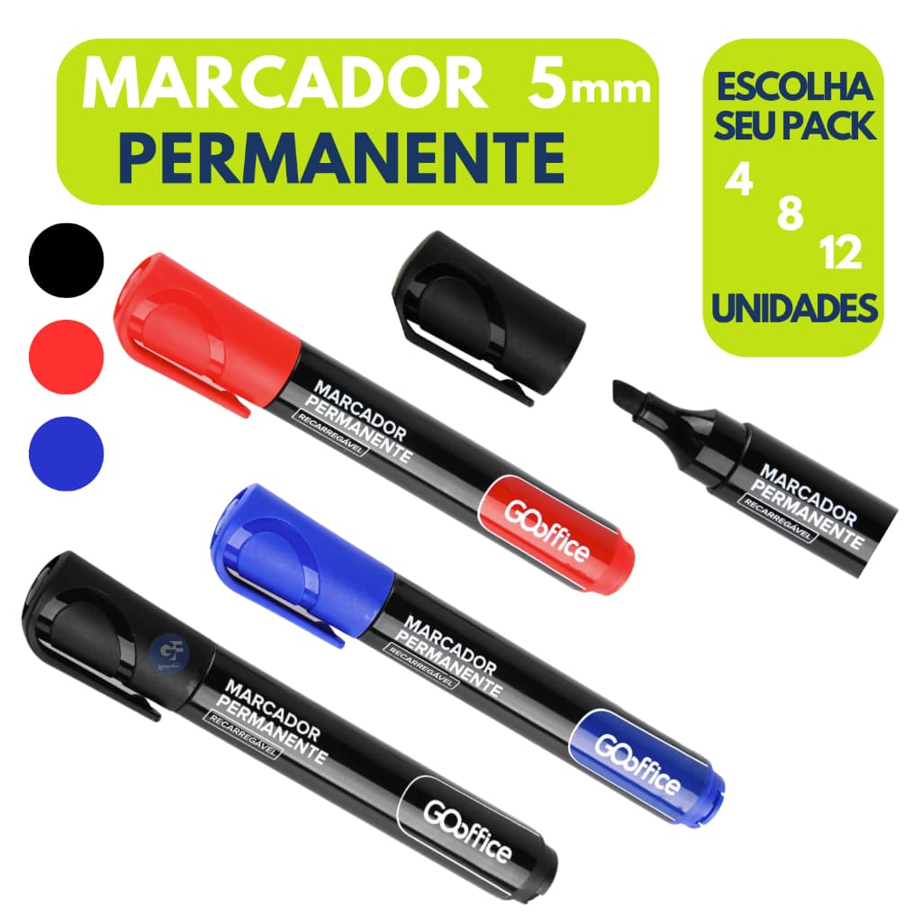 Canetão Marcador Permanente 5 Mm Recarregável Cores Pack a Escolher Marcador Grosso Empresa Desconto