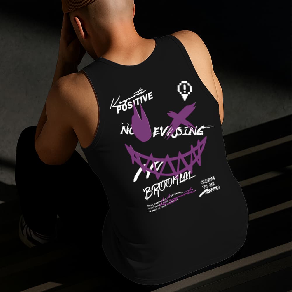 Camiseta Regata Masculina Estampada Sorriso Travado 100% Algodão Estilo Conforto Diário Do Tamanho P ao GG