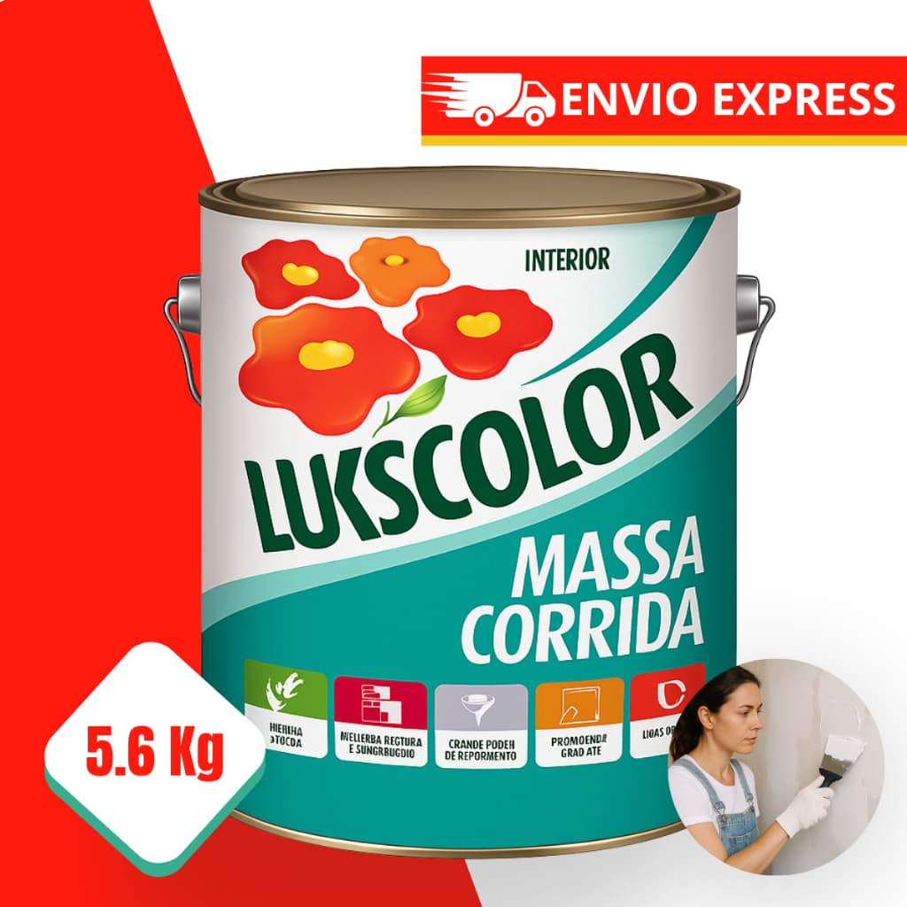 Massa Corrida Ótimo Rendimento Branca Lukscolor 5,6Kg 1,4Kg