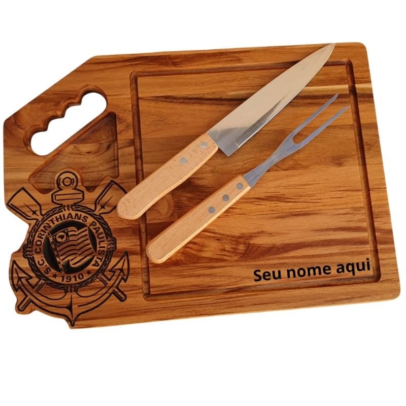 kit churrasco personalizado time e nome + utensilhos