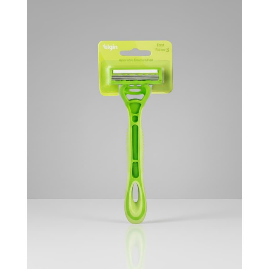 Fast Razor 3 Elgin – Barbeador de 3 lâminas (com cabeça articulada e cabo emborrachado para máximo controle e precisão)