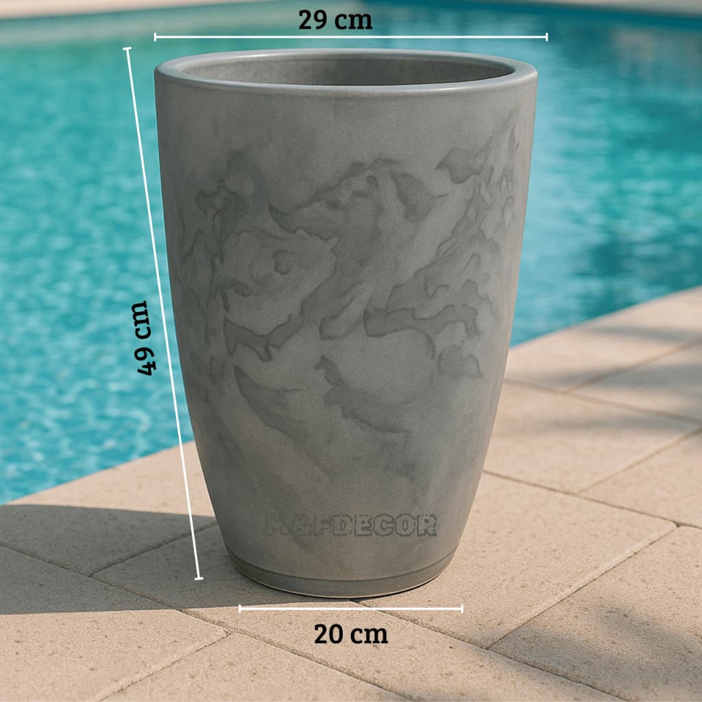 Vasos Decorativos Liso Para Plantas Flor Jardim Coluna Redonda N3 Polida Marmorizada Com Pratos