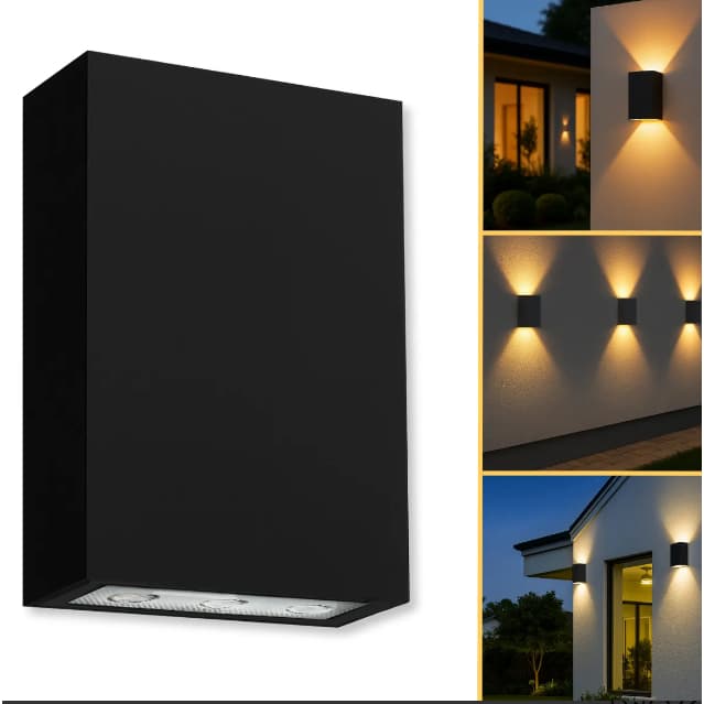 Arandela De Led Externa Quadrada Facho Duplo 4w Ip65 3000k Luz Quente Iluminação Muro Parede