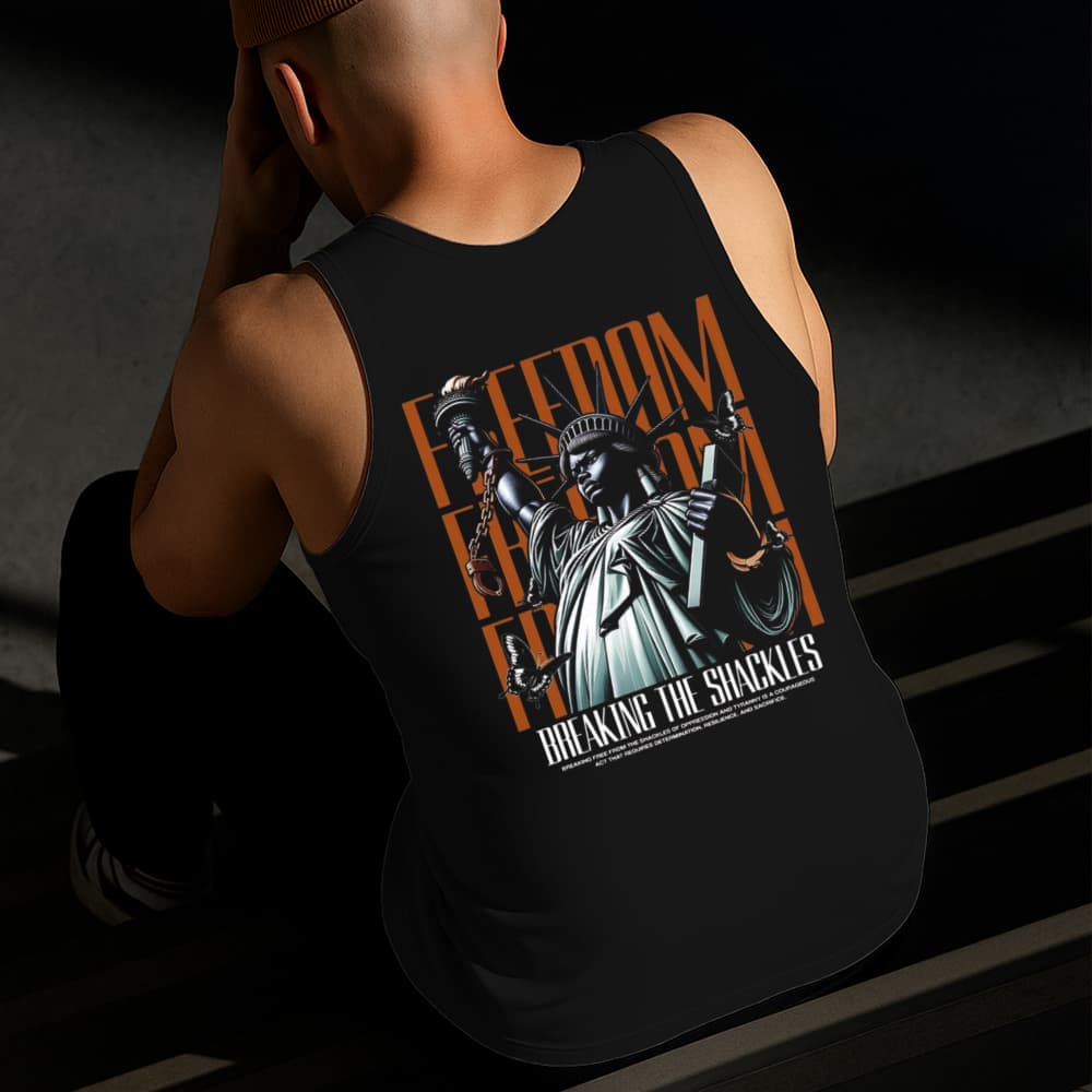Camiseta Regata Masculina Estampada Estátua Liberdade Algodão Estilo Conforto Diário Do Tamanho P GG