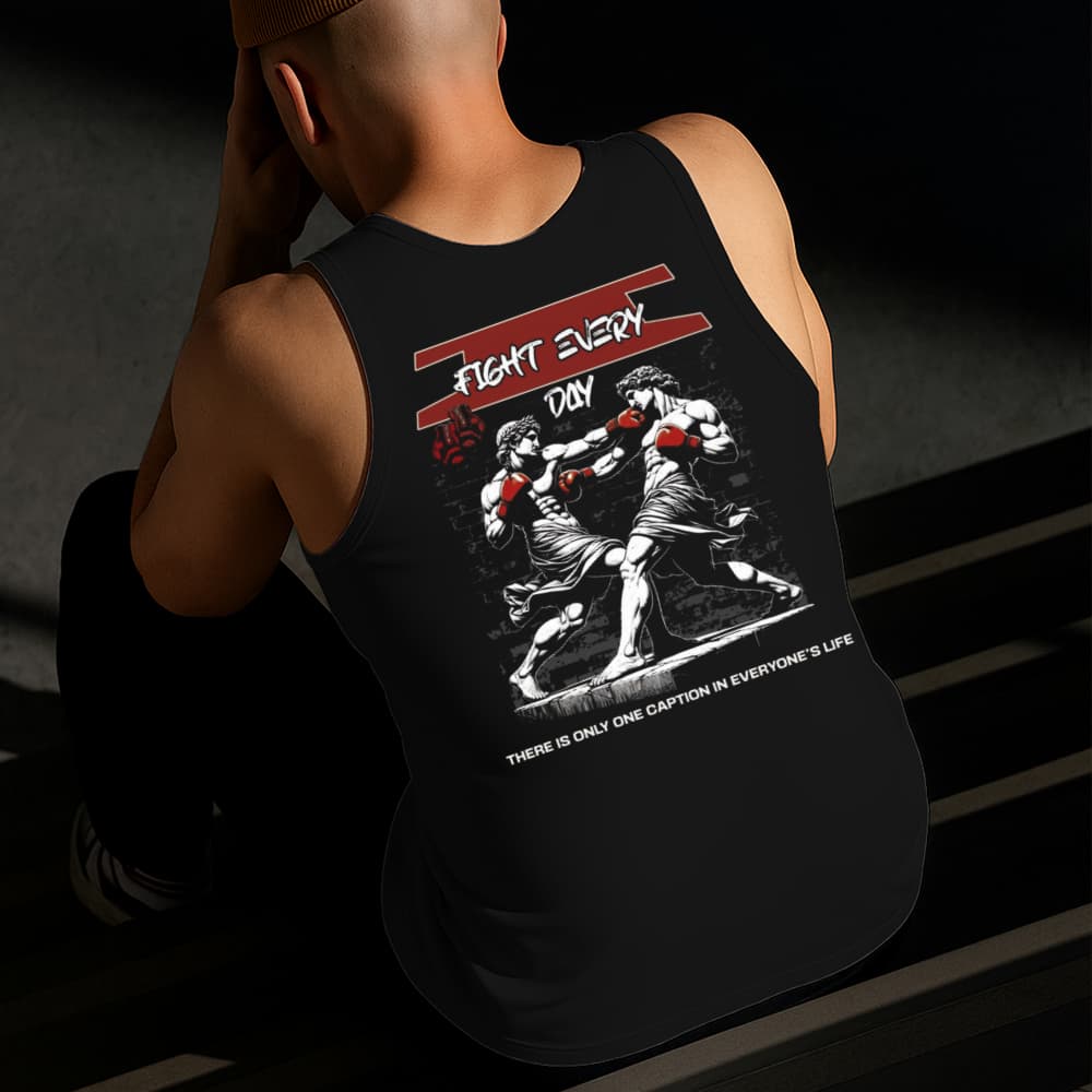 Camiseta Regata Masculina Estampada Estátuas Luta 100% Algodão Estilo Conforto Diário Tamanho P GG