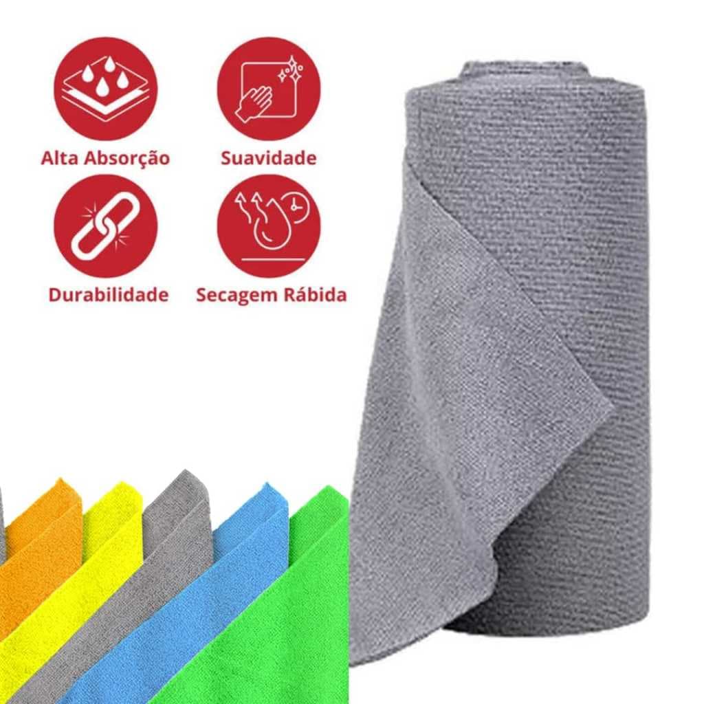 Kit 75 Panos De Microfibra Limpeza Alta Absorção Rolo Multiuso