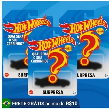 🚗 Kit com 3 Carrinhos Surpresa Hot Wheels – Diversos Modelos! 🎁
