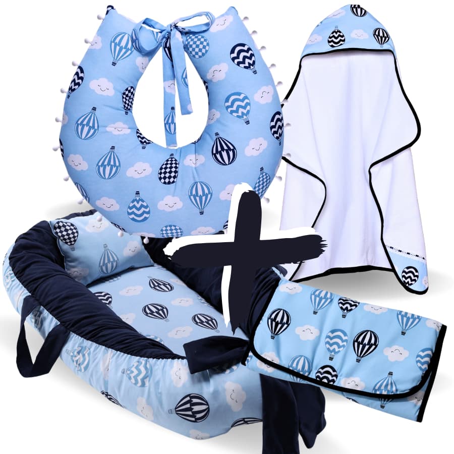 Kit Ninho Redutor de Berço Bebe + Toalha de Banho Forrada + Trocador Portátil + Almofada Amamentação