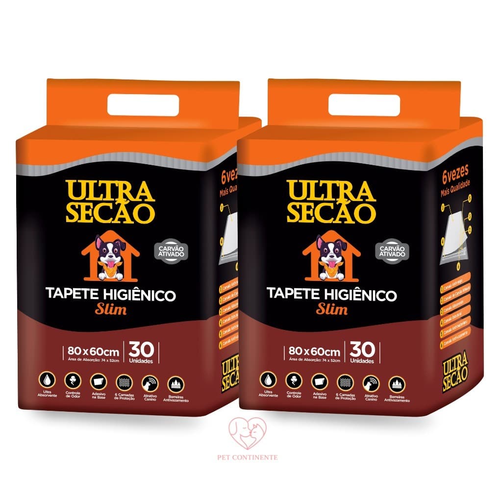 Kit 02 Tapete Higiênico 80x60 - 30 unidades Ultra Secão Carvão