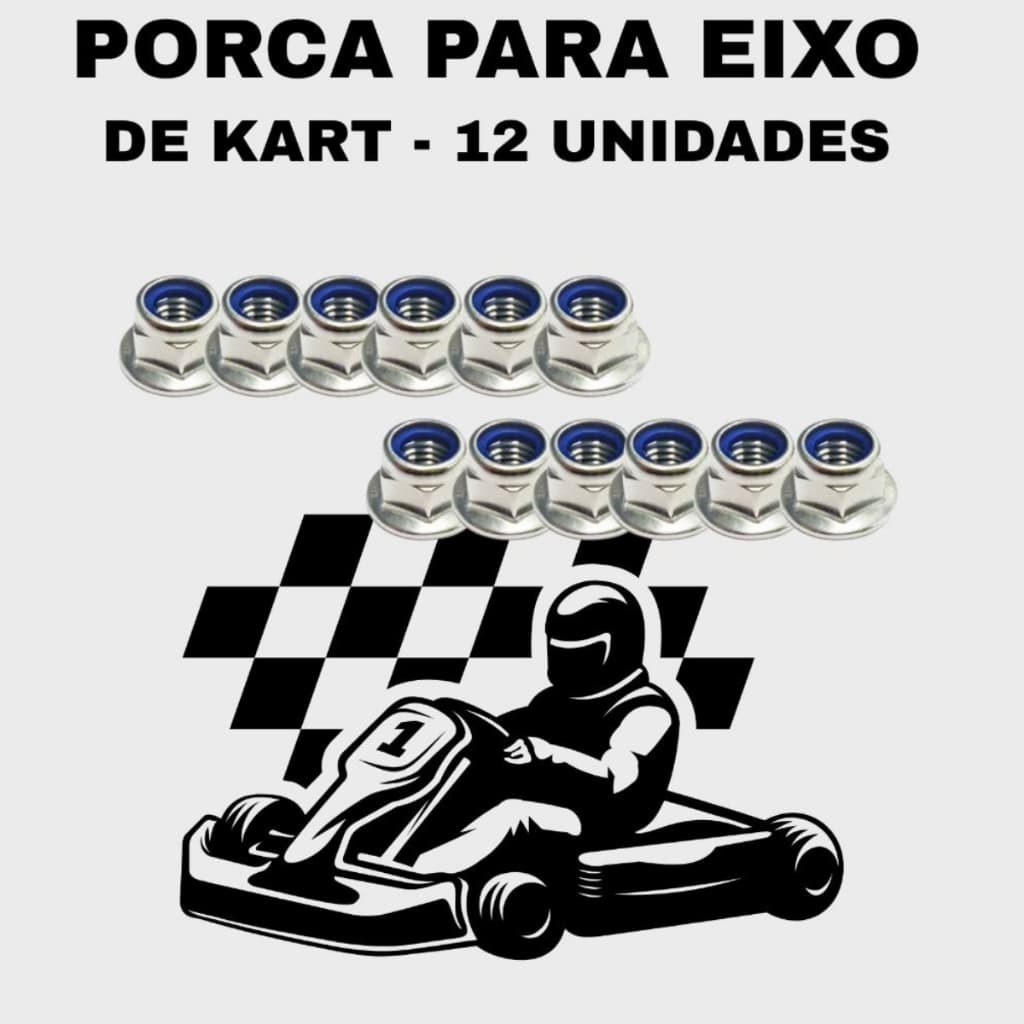 Porca Para Eixo De Kart Cromado Aço Zincado Rosca M8 Alta Resistência
