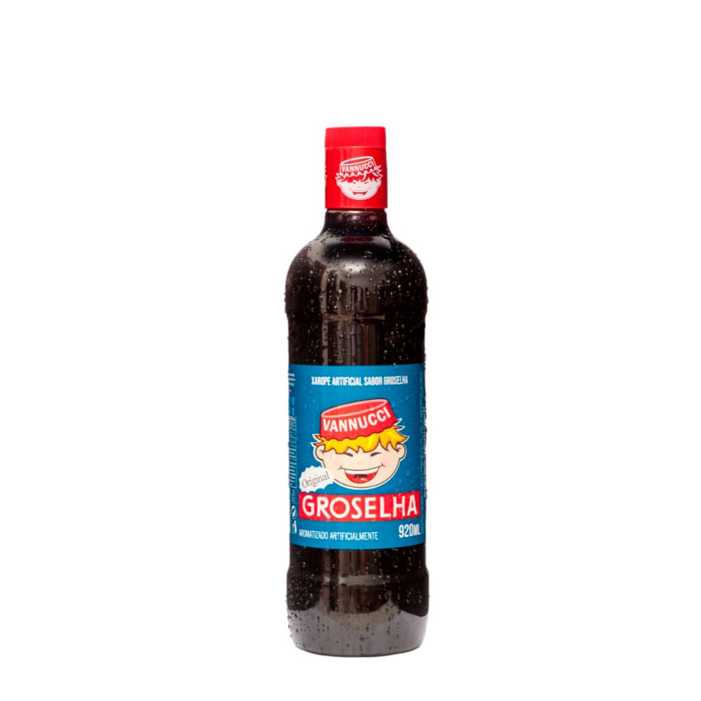 Groselha Vannucci 920ml Xarope de Groselha para refrescos, raspadinhas, confeitaria, sobremesas e coquetéis