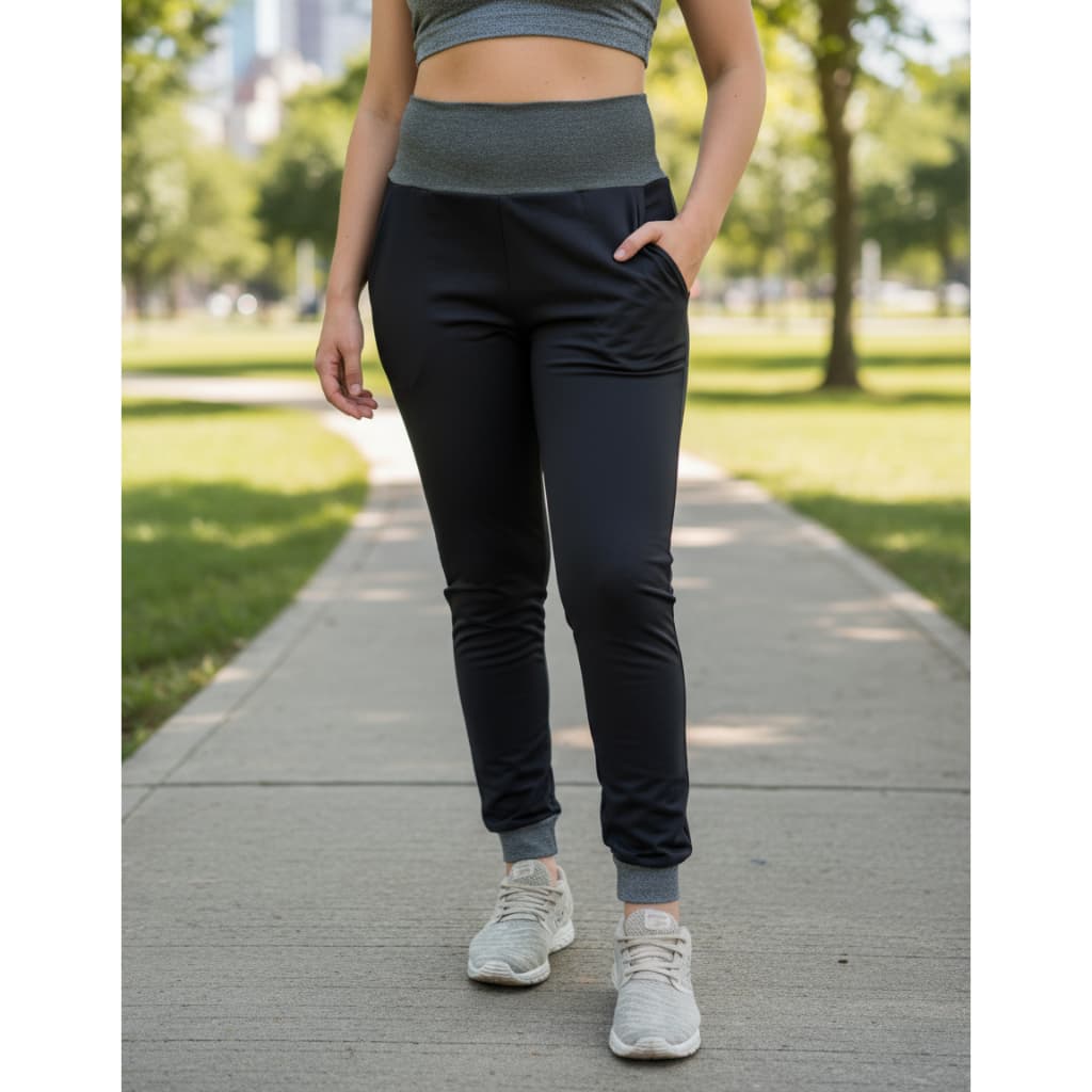 Calça Feminina Peluciada Saruel cós alto com Ribana - Jogger jogging