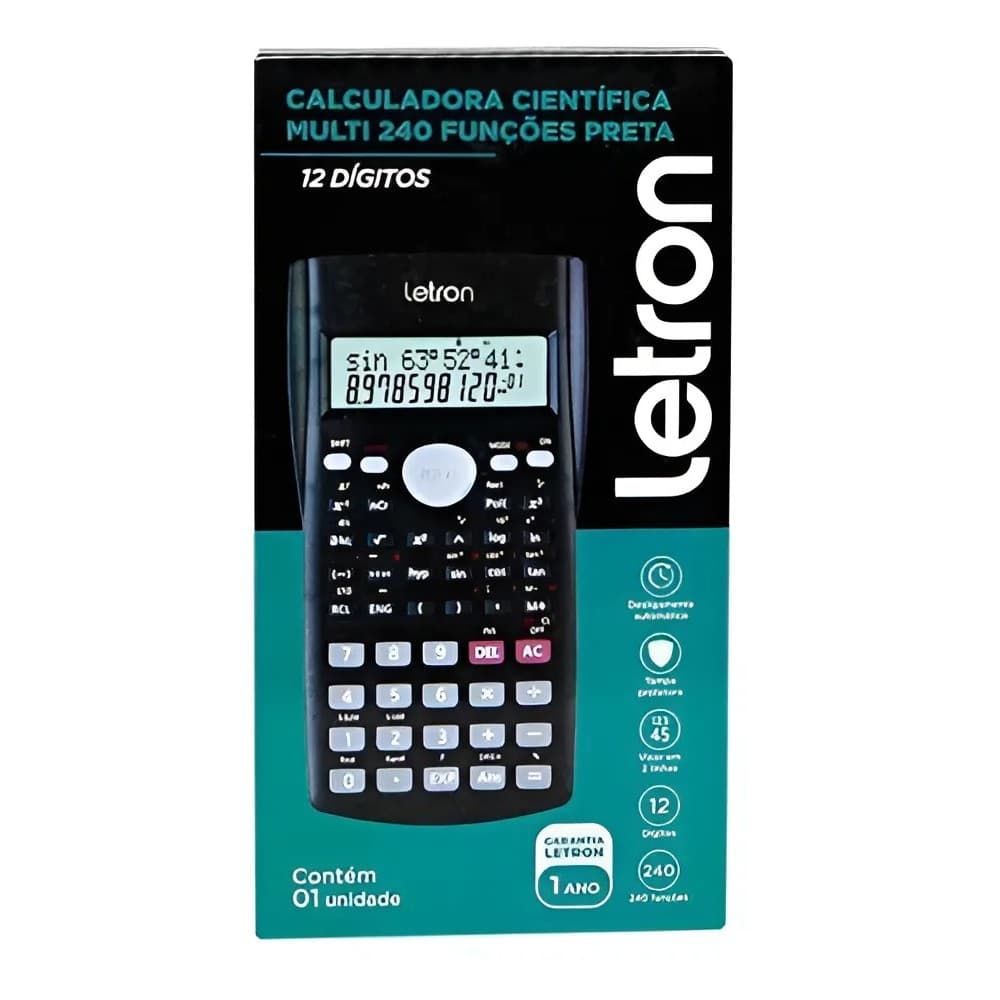 Calculadora Cientifica 240 Funcoes Letron Cor Preto