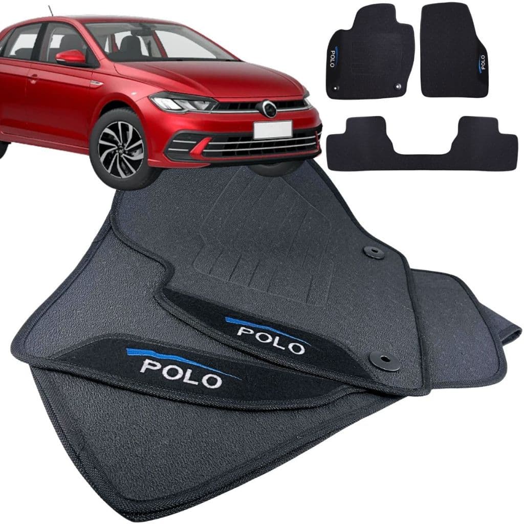 Tapete para Carro Borracha Volkswagen Polo 2018 2019 2020 2021 2022 2023 2024 2025 3Peças