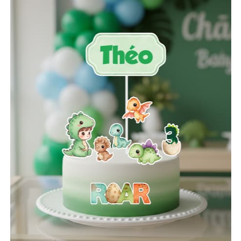 Topo de Bolo Dinossauro Cute – Festa Infantil Dinossauro, Tema Dino Baby, Dino Cute