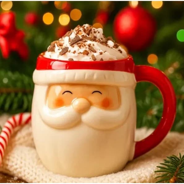 Caneca Natal Papai Noel 330ml Cerâmica Com Alça Presente Natalina Presenteável Decoração