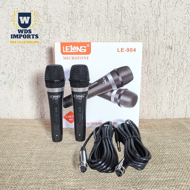 Microfone Duplo com Fio Profissional - Lelong Le-904