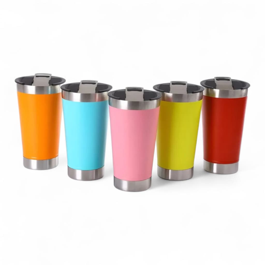 Copo Térmico Inox 473 ml Parede Dupla – Tampa e Abridor