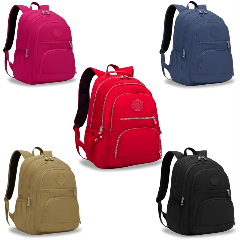 Mochila Unissex Colorida (203902/03/04/05) de Nylon para Notebook Para Passeios, Escolar e Faculdade