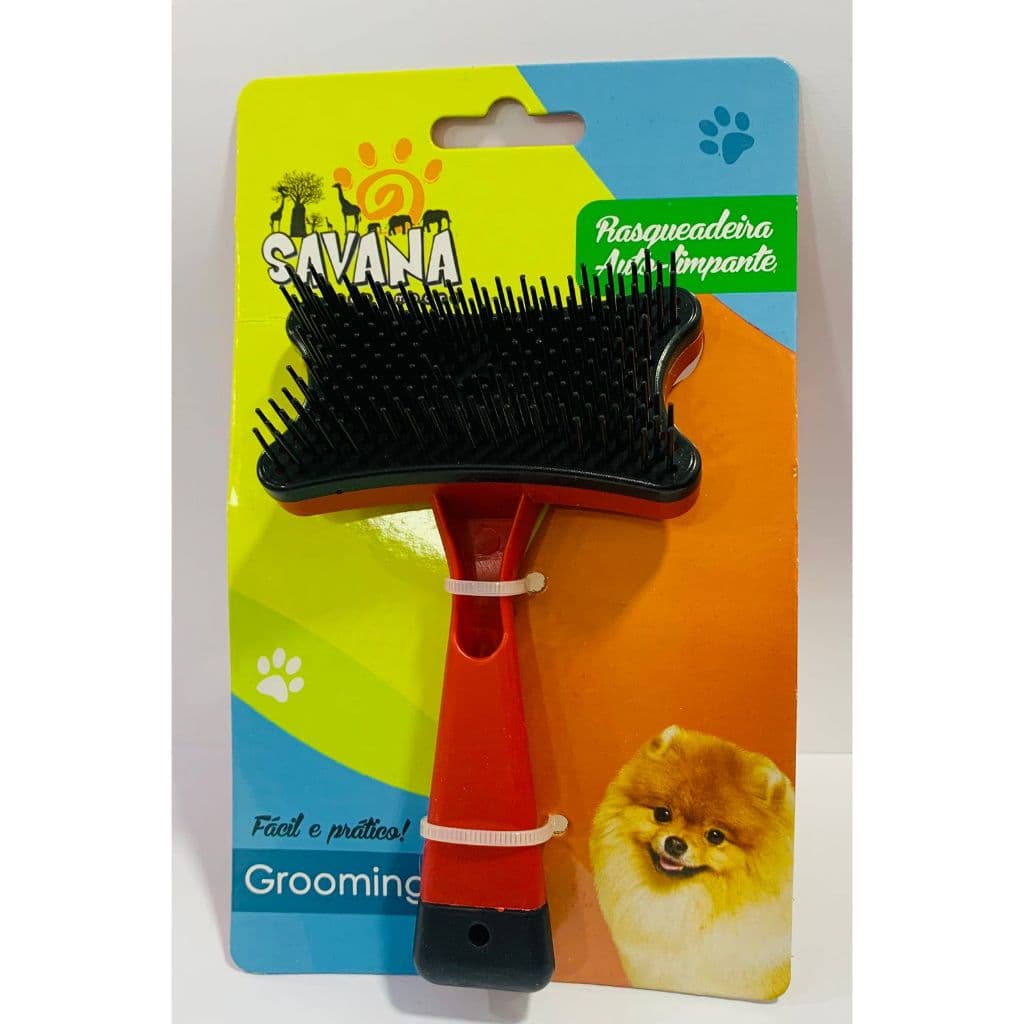 Rasqueadeira Cães Gatos Auto Limpante Profissional Savana