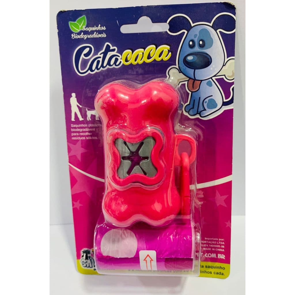 Kit Cata Caca Cachorro Cão Gato Pet com Porta Saquinhos Higienicos com 1 rolo - 60 saquinhos