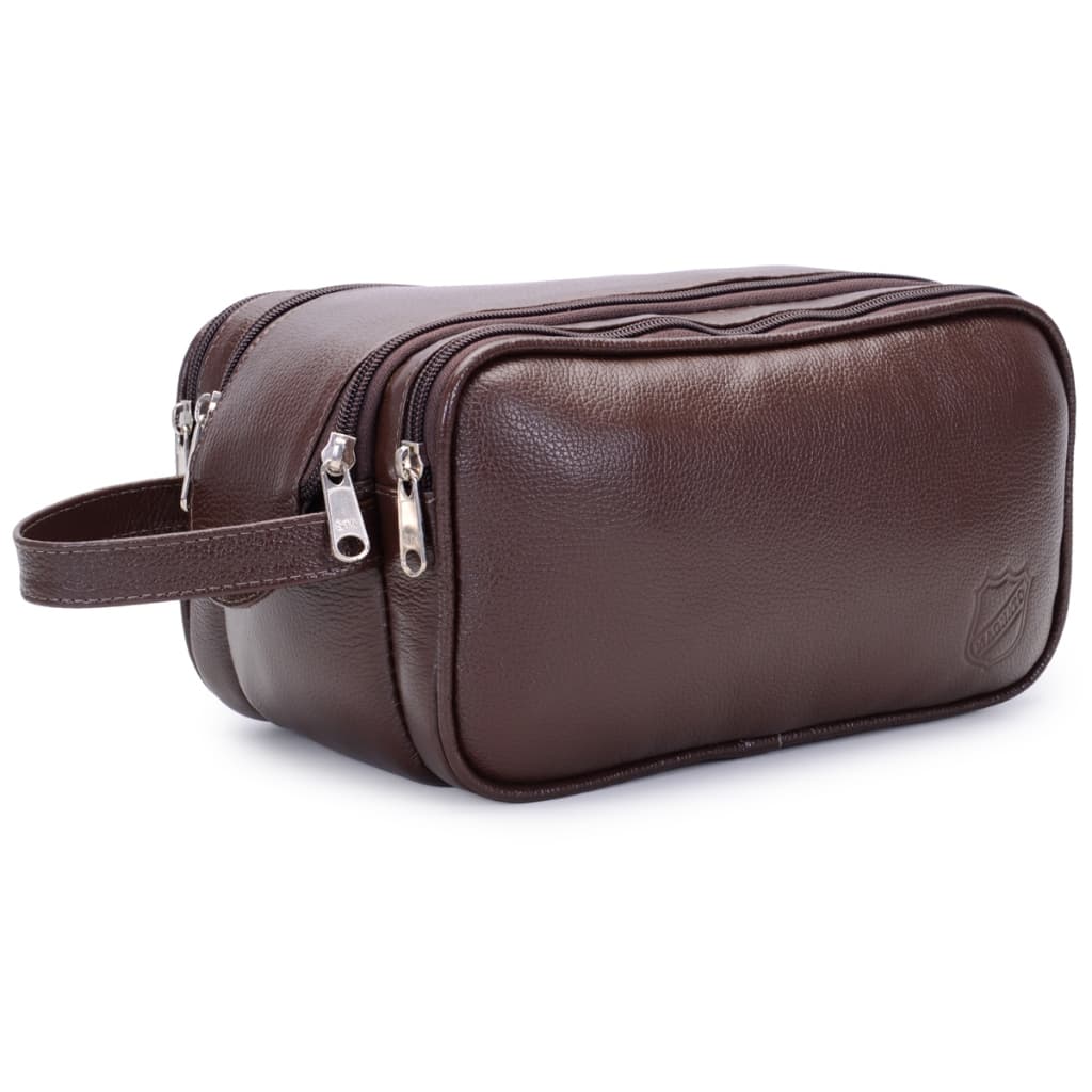 Necessaire Masculina de Couro Legitímo Grande Qualidade Premium