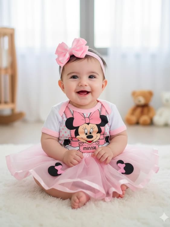 Body mesversário bebê Menina - Minnie Rosa