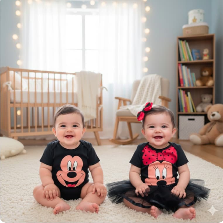 Body mesversário bebê - Minnie - MICKEY - PRETA