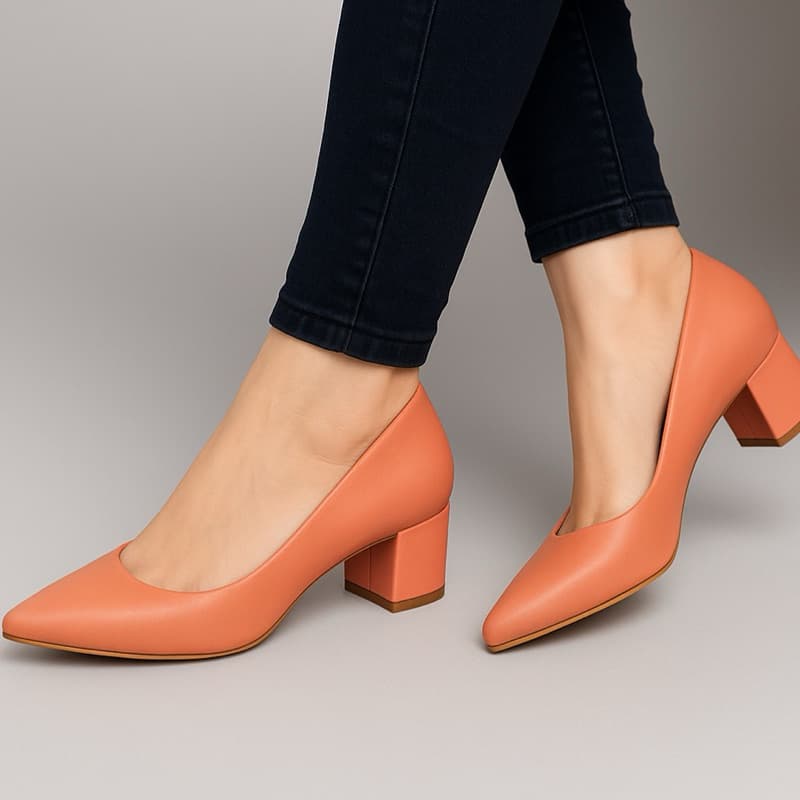 Scarpin Feminino Salto Grosso Baixo 5 cm Clássico NAPA Social Casual