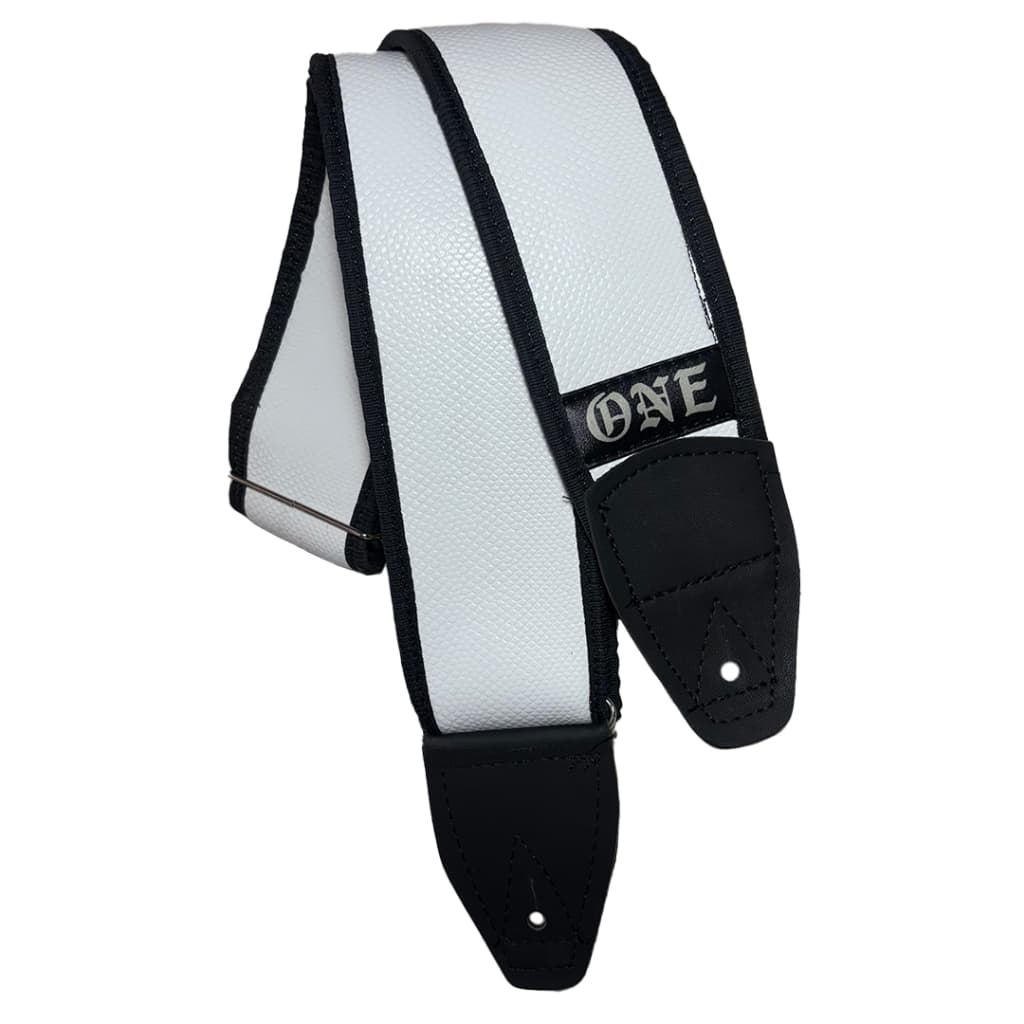 Correia Alça de Couro Estofada One Branca para Violão, Guitarra e Baixo