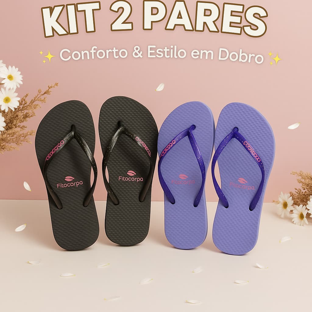 Kit 2 Chinelo Feminino de Dedo Verão Confortável e Atemporal para o Dia a Dia