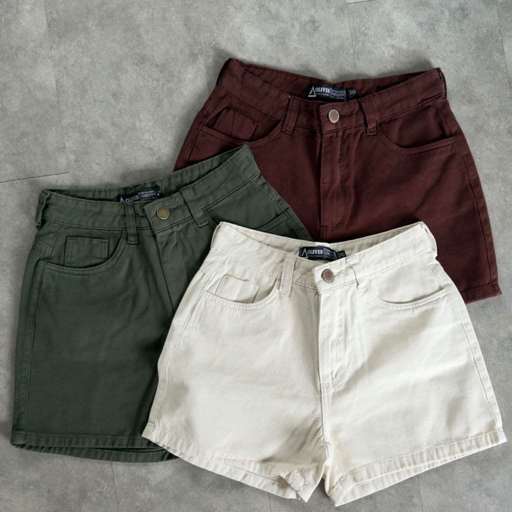 Short Jeans Feminino  Cintura Alta Sem Lycra Brim colorido jeans MOM bermuda jeans FEMININA