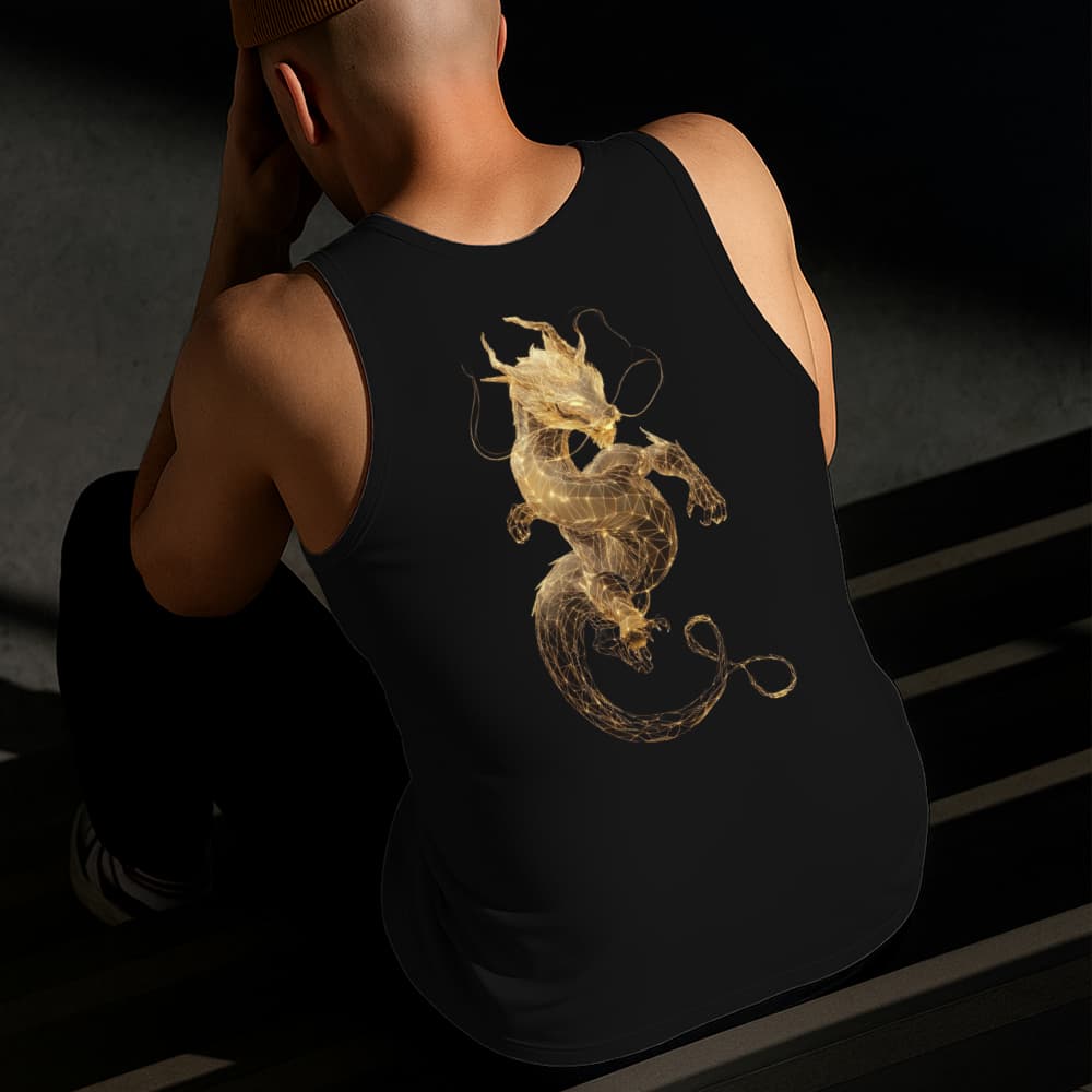 Camiseta Regata Masculina Estampada Dragão Brlhante Algodão Estilo Conforto Diário Do Tamanho P a GG