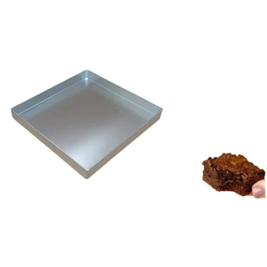 Forma Para Brownie Quadrada Baixa 25x25x3cm em Alumínio