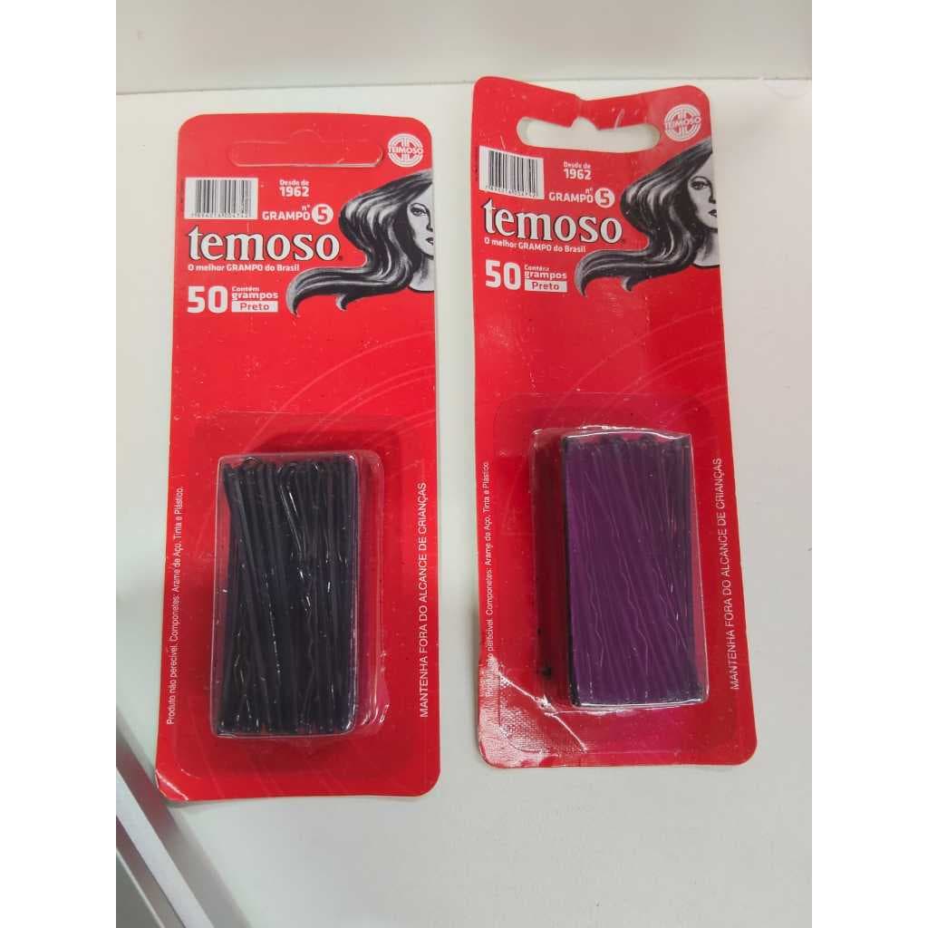 Grampo  de cabelo Teimoso profissional para penteado n 5 preto com 2 cartela com   50 uni