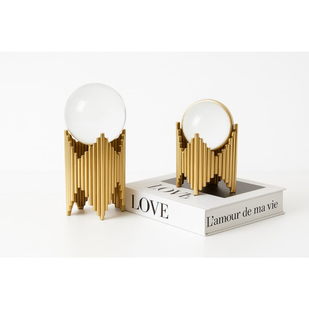 Decoração  Escultura Mesa Esfera EnfeiteVidro Bola Cristal Dourado