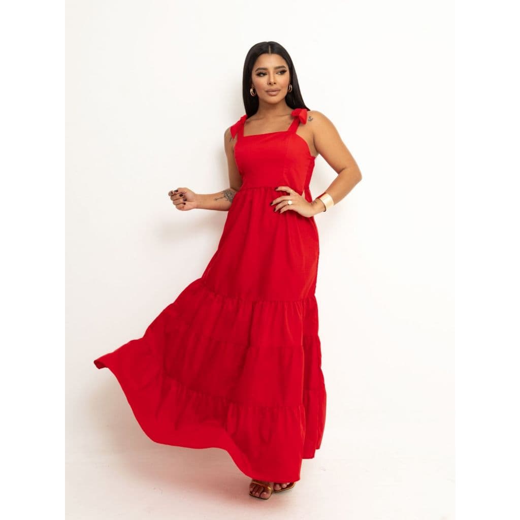 Vestido Versátil Casual Com Alça de Amarrar Longo Moda Feminina Colors
