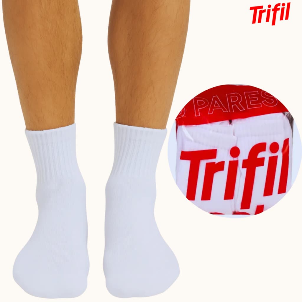 kit com 3 Pares de meias esportiva cano médio trifil 8721