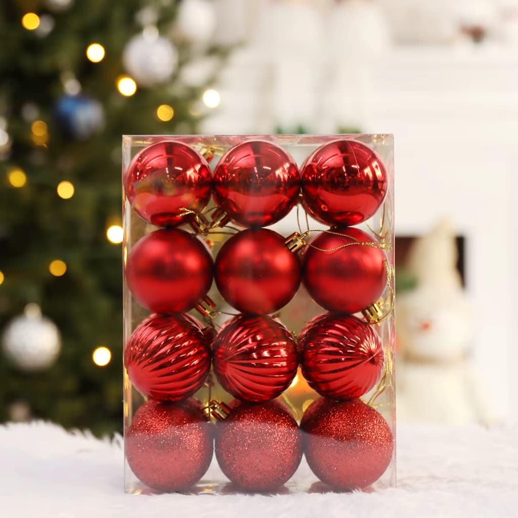 Kit Bolinhas de Árvore de Natal16/32/48/64 Mista Lisa Fosca Glitter Decoração Natalina