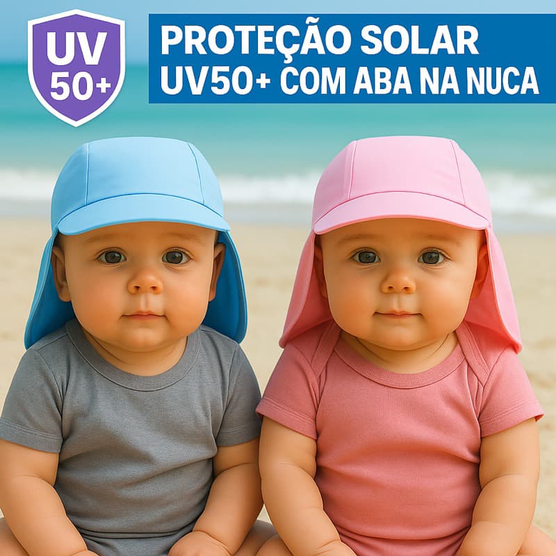Chapéu Boné Praia Infantil Bebê Com Proteção Solar Fator 50 Menino Menina Pescador