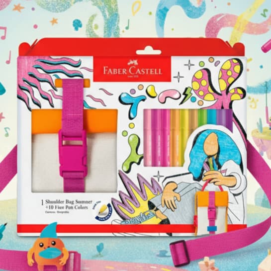 Caneta hidrográfica Fine Pen Summer 10 unidades + Shoulder Bag Faber-Castell