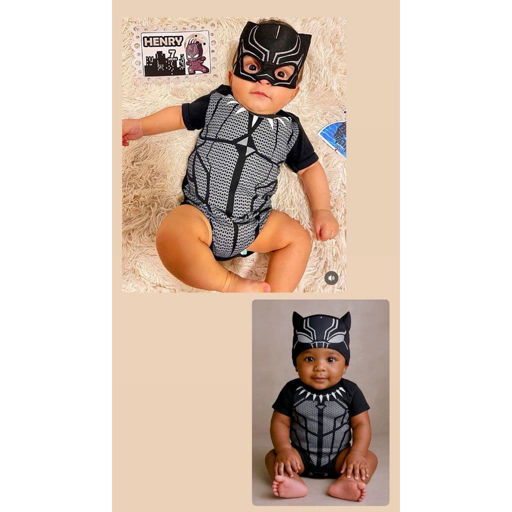 Body Pantera Negra Bebe Body Temático Pantera Negra Kit Body + Máscara Kit Body + Touca Pantera Negra Fantasia bebe