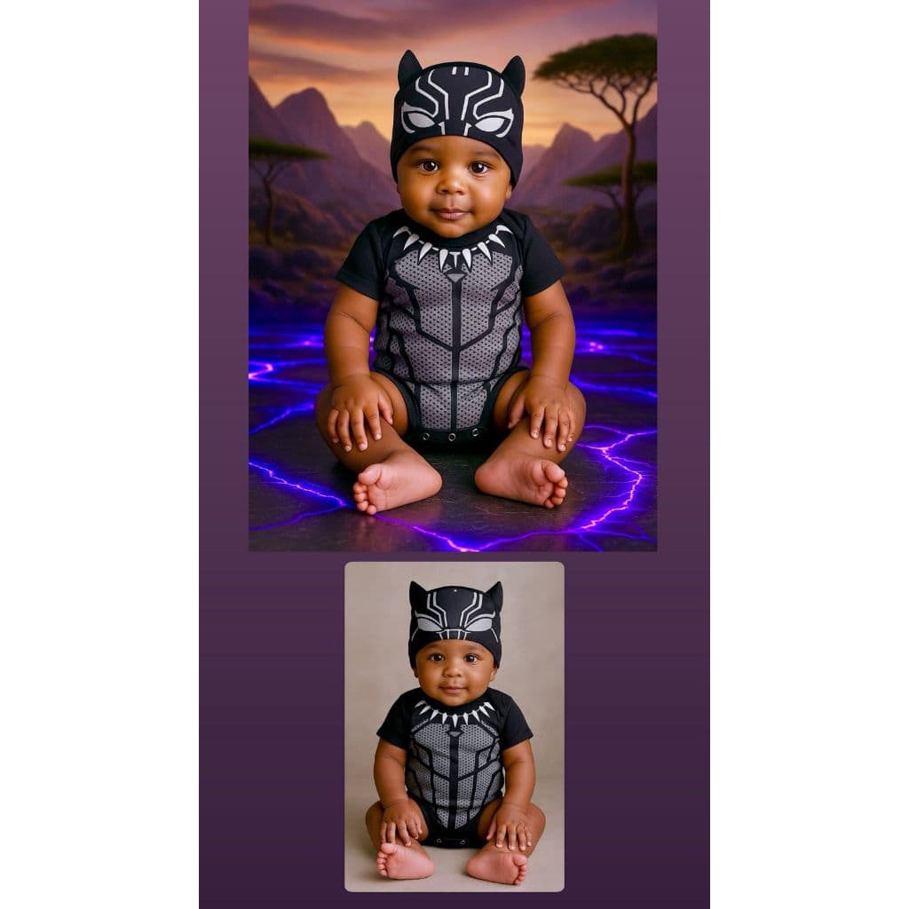Body Pantera Negra bebe Body Pantera Negra com Touca bebe Body Mesversario Pantera Negra Body Wakanda Body Menino Heróis