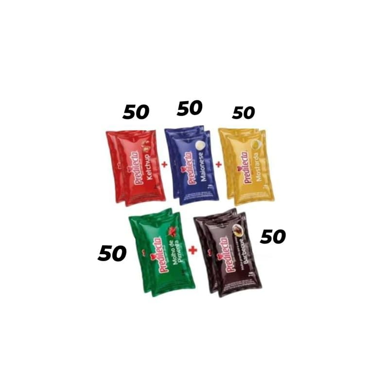 Ketchup+mostarda+maionese+barbecue +molho de pimenta sachet