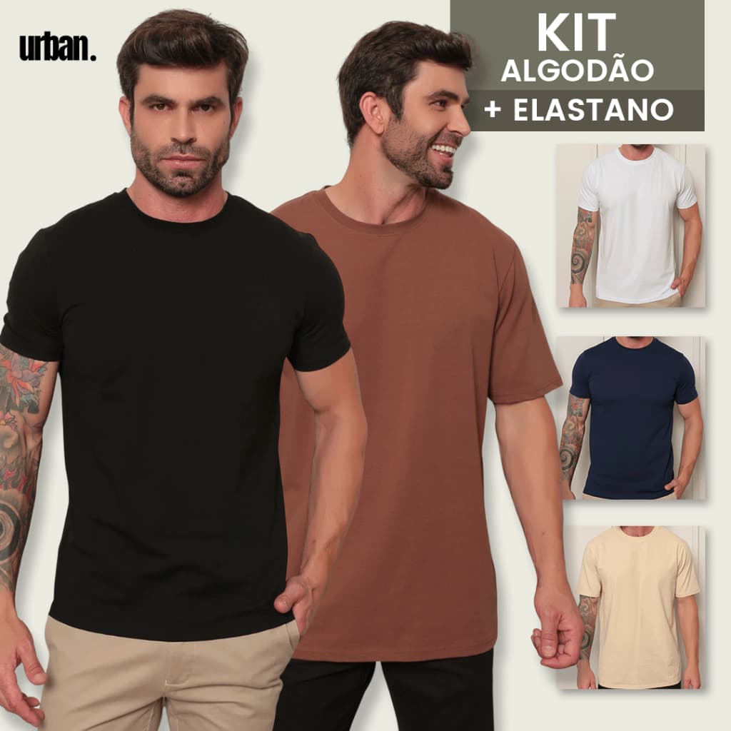 Camiseta Masculina Algodão Com Elastano Básica Qualidade Premium Lisa Varias Cores Gola Redonda Confortável Moda