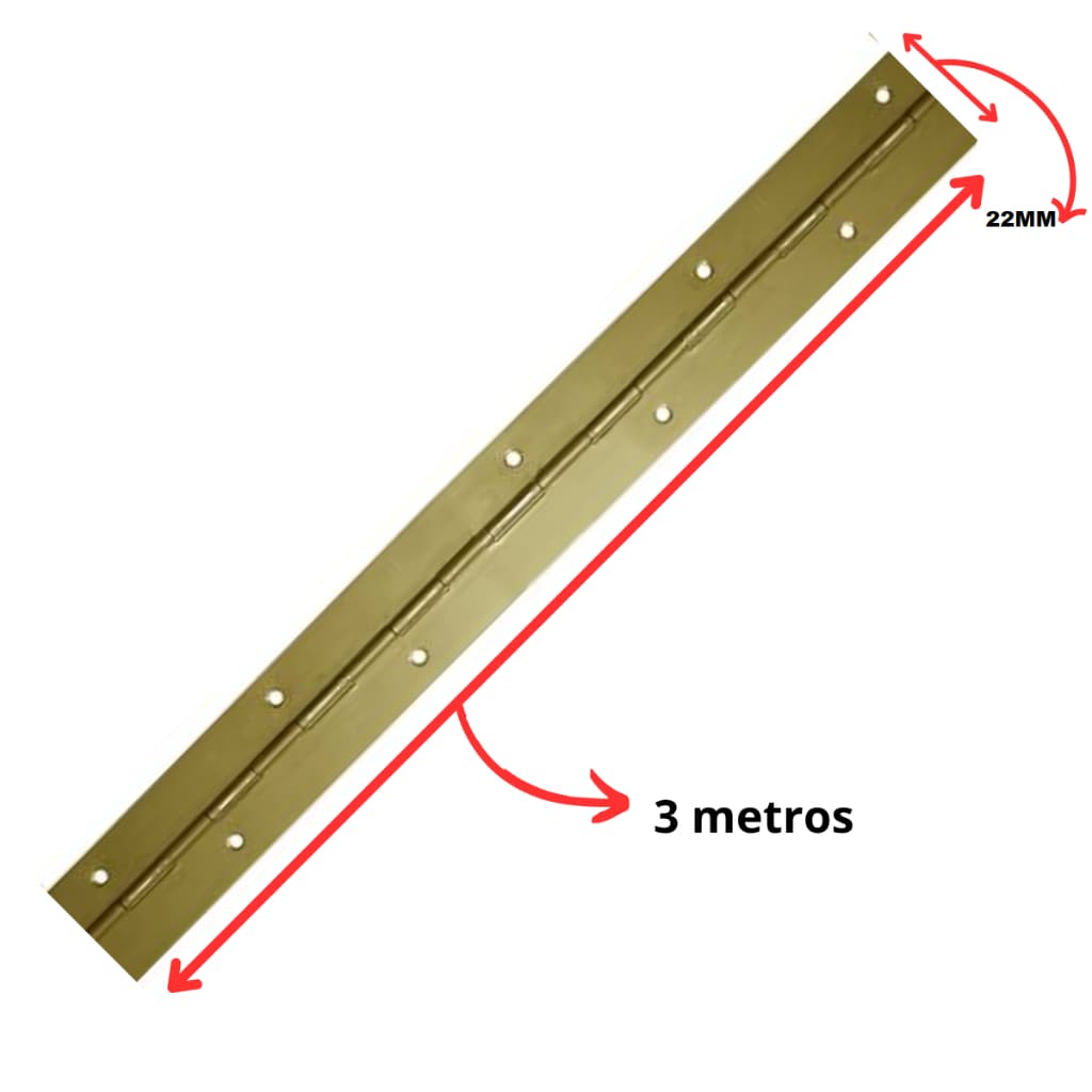 Dobradiça De Vara 3 Metros Piano Para Armário Guarda Roupa