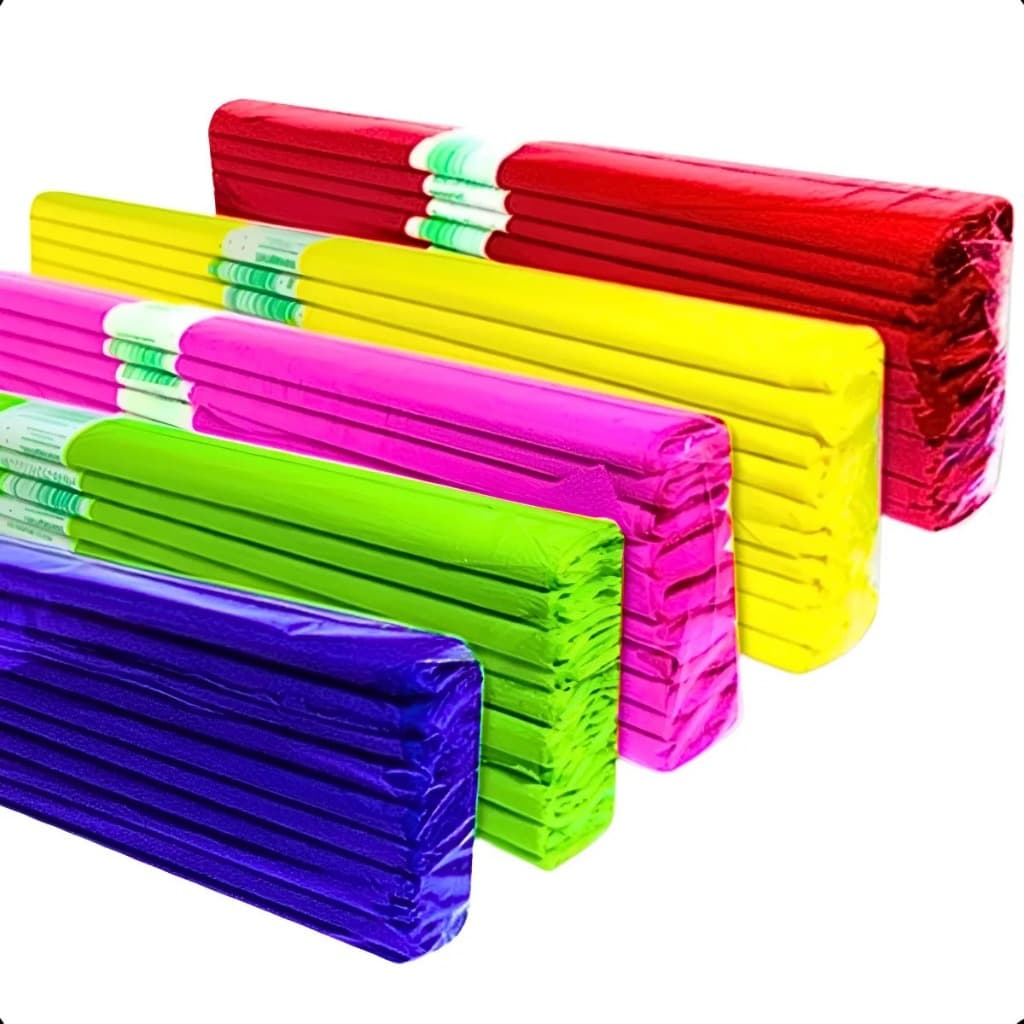 Papel Crepom com 10 unidades — Colorido, Flexível e Ideal para Artes e Decorações!